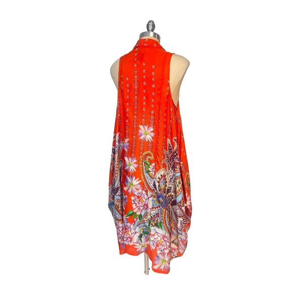 Johnny Was Summy Long Silk Tunic Dress / Top Orange Paisley Small - Picture 4 of 6